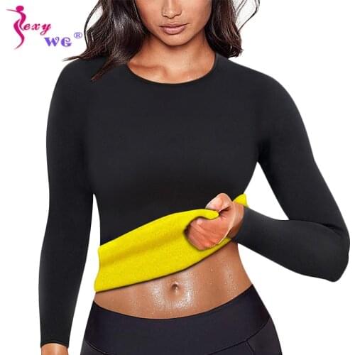 SEXYWG Sports Top Yoga Shirt Running Vest Women Neoprene Sauna Body Shaper Waist Trainer Tracksuit Long Sleeve Jacket Sportswear
