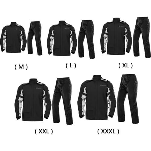 SULAITE Reflective Motorcycle Rain Suit Waterproof Rain Jacket + Pants with Shoe Covers Motorbike Cycling Equipment
