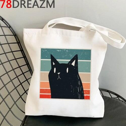 Cat shopping bag shopping cotton canvas shopper bolsa tote bag sacola cloth sac tissu