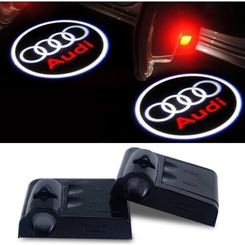 LED Logo Projector for Audi car door with Battery no holes no connections Plug & Play