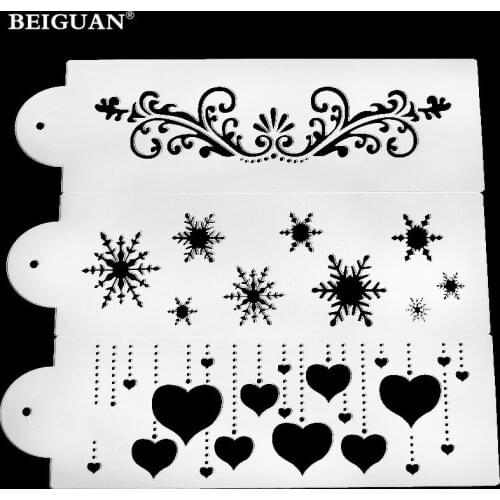 3pcs/set Flowers Fondant Decorating Cake Stencil Kitchen Cupcake Decoration Template Mold Baking Tools For Cakes