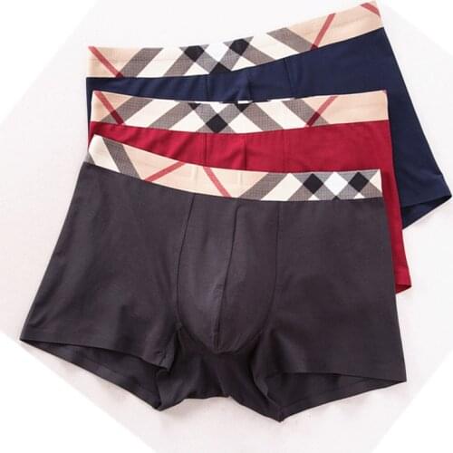 4PCS/Set New High Quality Mens Underwear U Convex Boxers Shorts Sexy Soft Male Panties Plaid Breathable Underpants Size L--3XL