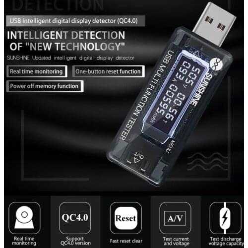SUNSHINE SS-302A Digital Dispay USB Tester Current Voltage Charger Capacity Doctor Quick Charge Power Bank Meter Voltmeter