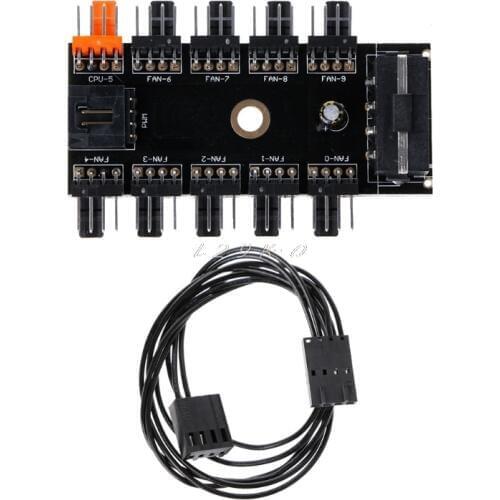 New IDE Molex 1 To 10 Way PWM Cooling Fan Hub 4-Pin 12V Power Socket PCB Adapter
