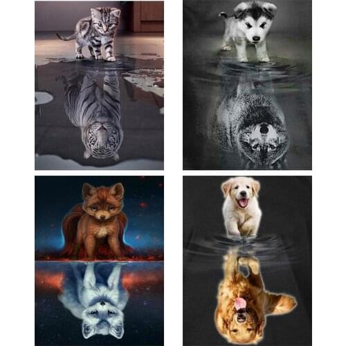 Vierkante ronde diamant 5D DIY Diamond Painting Animal dog cat Diamond geborduurd Diamond Home Decor SSA258