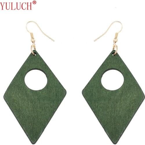 YULUCH Women NEW hole wood pendant earrings Simple art jewelry Special accessories for girls gift M0023