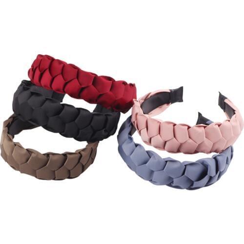 2020 New Solid Color Velvet Braid Headband for Women Autumn Winter Hair Loop Ladies Retro Hairband Bezel Hair Accessories