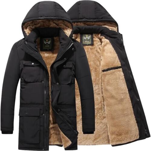 Winter Parka Men Winter Coat Fleece Long Jacket Outwear Hooded Multi-pocket Winter Clothes Men Down Parka Plus Size 8XL