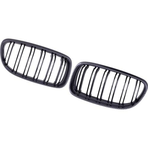 1 Pair Car Double Slat Front Kidney Grille Carbon Fiber Style 51137157275 51137157276 Fit for BMW E90 E92 E93 M3