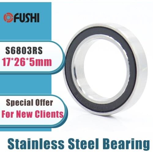 10PCS S6803RS Bearing 17*26*5 mm ABEC-3 440C Stainless Steel S 6803RS Ball Bearings 6803 Stainless Steel Ball Bearing