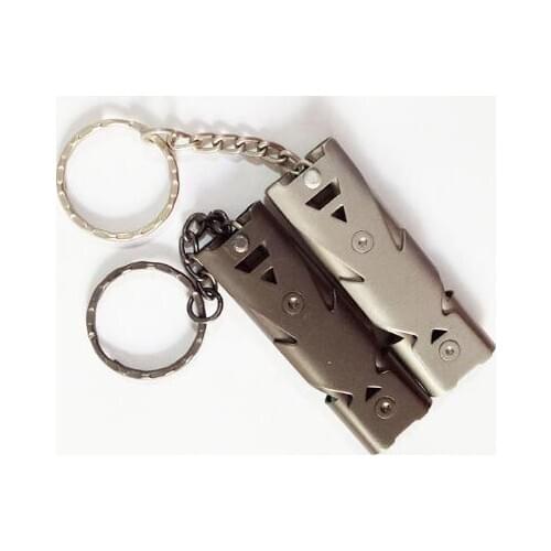 100PCS Double Pipe High Decibel Stainless steel Pet Emergency Survival Whistle Keychain Cheerleading Whistle