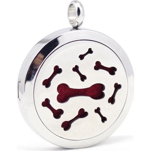 30mm 316L stainless steel bone design aroma aromatherapy essential oil diffuser necklace