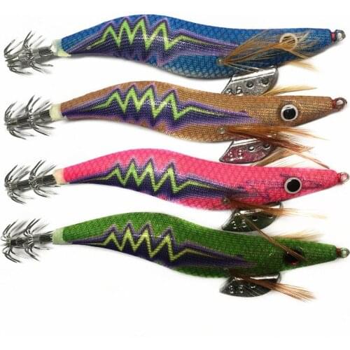 4PCS 3.5# Squid Hook Jig Shrimp Bait Noise Artificial Lure 3D Eyes Octopus Bait Fishing Tackle Fishing Wobbler