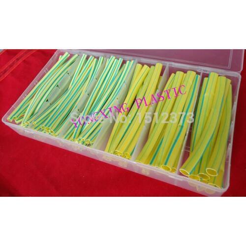 96pcs/box 3.0/6.0mm high quality yellow-green heat shrink tubing shrink ration 2:1 for wire cable
