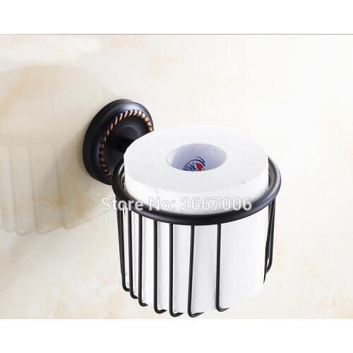 Free Shipping High Quality Black Bronze Toilet Roll Paper Holder Wall Mounted Copper Tissue Box Basket Shelf Bathroom New ZR2318