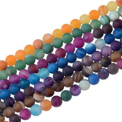 Matte Strip Banded Agates Natural Stone Beads for Bracelet Jewelry Making 4mm 6mm 8mm 10mm 12mm