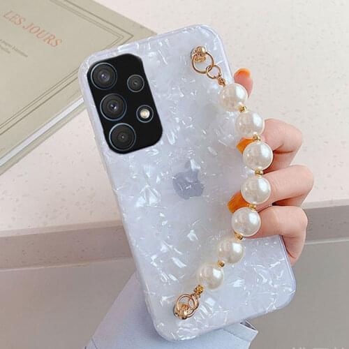 For Honor 9X Pro Pearl Bracelet Phone Case For Honor 20 Lite 8X 8A 10 10i 50 Pro Shell Conch Pattern Wrist Chain Soft TPU Cover