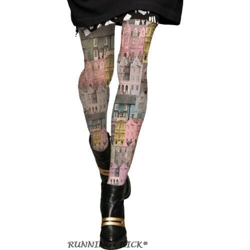 Building Color House Printing Pantyhose