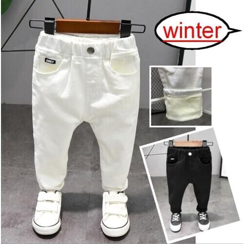 Childrens Pants 2-7Y Childrens Pants Boys Plus Velvet Thick Cotton KID Pants Baby Pants Childrens Winter Warm Trousers