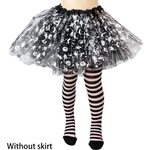 Kids Girls Halloween Full Length Tights Stockings Cartoon Spiderweb Skeleton Striped Pantyhose Cosplay Party Costume