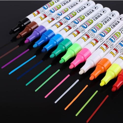 12pcs Water Soluble Dust-free Liquid Chalk Whiteboard Pen Erasable LED Light Board Childrens Graffiti Drawing Blackboard Pens