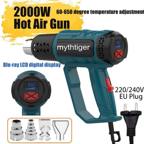 220V Heat Gun Kit 2000W with Digital Variable Temperature Four Nozzles for Paint Remover/Stripper Home Improvement