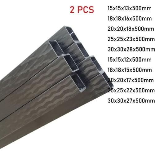 High-hardness carbon fiber square tube double-sided weaving process, length 500mm, OD 15 /18/20/25/30mm for model support rods