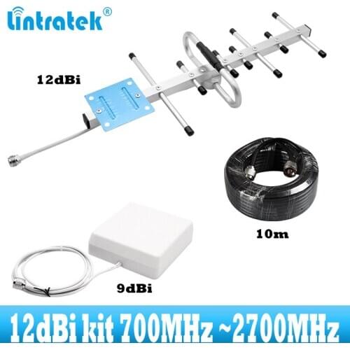 Lintratek 2G 3G 4G 12dBi yagi antenna kit for 700~2700MHz cellular amplifier 4G LTE GSM 700 800 2600 Signal booster Repeater