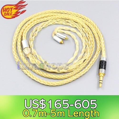LN006479 3.5mm 2.5mm 8 Cores 99.99% Pure Silver + Gold Plated Earphone Cable For Shure se535 se846 Se425 Se315 Se215 MMCX
