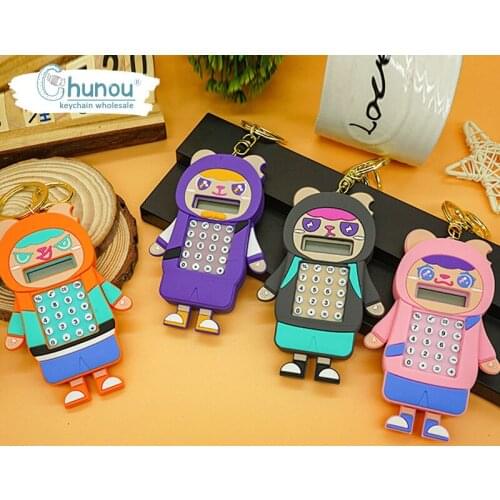 Cute Keychain Cartoon Calculator Anime Key chain Ladies Portable Pendant Keychain Bag Friends Gift Keychain Mini Cute Pendant