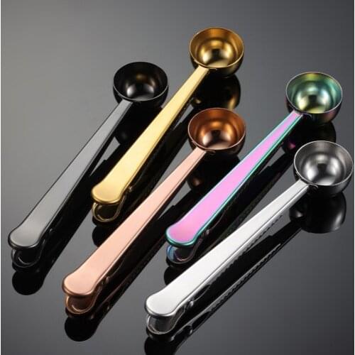 Multifunction Stainless Steel Coffee Spoon Sealing Clip Coffee Measuring Spoon Sealer Kitchen Accessories