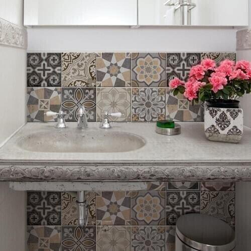 Pack 32 tile Stickers size 15x15 cm - Made in Italy-for bathroom and kitchen Stickers design-Volterra