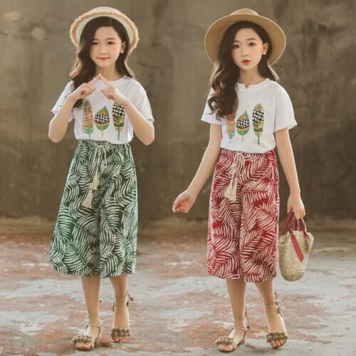 Teenager Girl Clothes Summer Kids Fashion Shirt Tops+Shorts 2pcs Suit Children Clothing Girls Outfits 4 5 6 7 8 9 10 11 12 Years