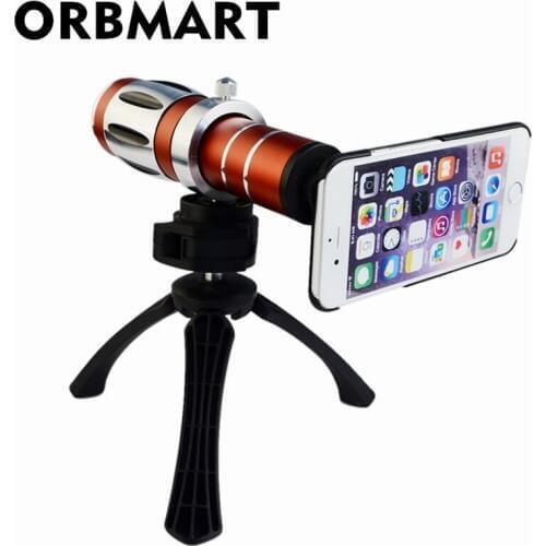ORBMART 20X Mobile Phone Magnification Optical Zoom Lens Camera Telescope With Mini Tripod Case Cover For Apple iPhone 7 7 Plus