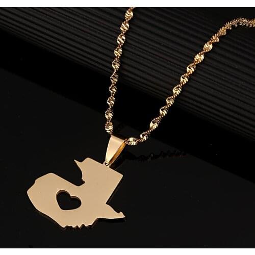 Stainless Steel Guatemala Map Pendant Necklace Map of Guatemala Heart Charm Jewelry