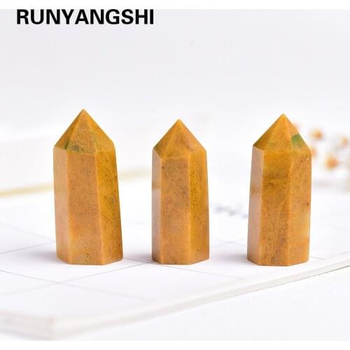 35-45mm Natural yellow Aventurine Quartz Crystal Wand Point Healing high quality Mineral Stone Collection Decor for home DIY Hot