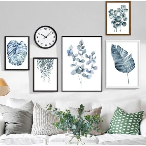 Watercolor Plant Leaves Poster Print Monsterea Wall Art Minimalist Canvas Painting Pictures for Living Room Home Decor