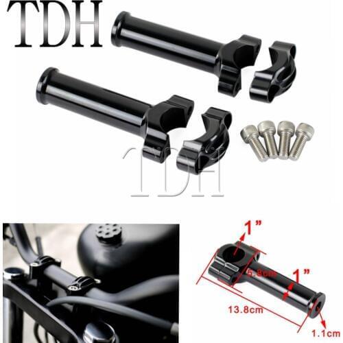 Black 1 inch Handlebar Riser with Bolts Motorcycle 25mm Bar Mount Rough Craft Riser for Harley Cafe Racer Sportster Touring