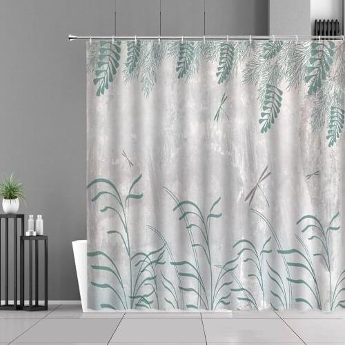 Simple And Modern Cartoons Green Plants Printing Shower Curtains Polyester Bathroom Curtain With Hooks Home Decor Bath Screens