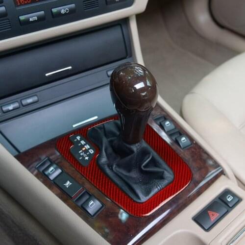 Real Carbon Fiber Sticker Red Control Gear Shift Panel Cover Frame Trim for BMW 3 Series E46 1998-2005 LHD Vehicles Accessories