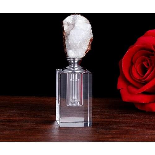 Luxury Design White Natural Stones Cluster Crystal Perfume Bottles Essential Oil Bottles Home Decor Wedding Anniversary Gift