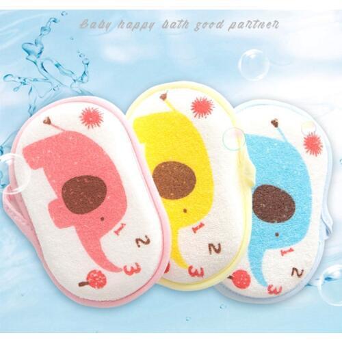 Newborn Baby Cute Cotton Shower Bath Sponge Rub Cartoon elephant Body Wash Towel Infant Toddle Kids Bath Brushes Soft eponge