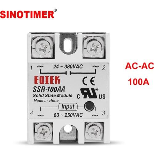 100A AC Control AC 80-250VAC TO 24-380VAC High Quality Single Phase Solid State Relay SSR
