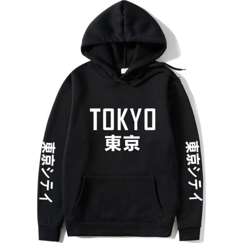 Japanese Hip Hop Hoodie Harajuku Tokyo printing Men Women Casual Hoody Pullover Sweatshirts Autumn Winter Fleece Hooded Tops