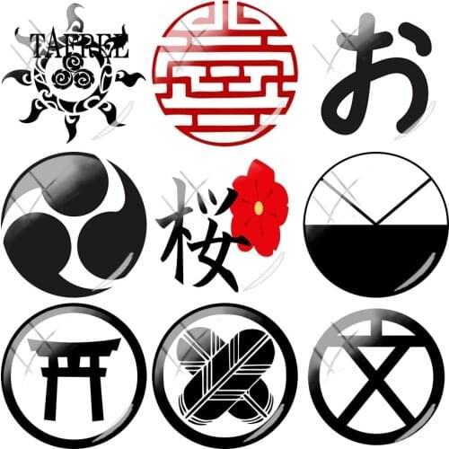 TAFREE Symbol Japanese 25mm Round Glass Cabochons & Glass Dome Cover Pendant Fashion New DIY gift Men Women