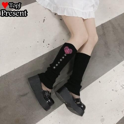 Women Knit Winter SKULL HEART Leg Warmers Loose Style Lady Boot Knee High Boot Stockings Leggings Warm Boots Leg
