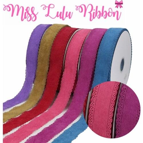 1-1/2"38mm Flower Hollow Corduroy Ribbon With Stamped Lace Solid Color DIY Hair Bowknots Red Blue 50yards/roll