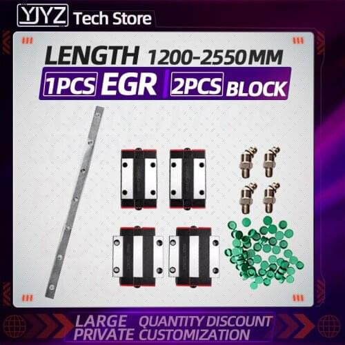 1PCS low linear guide rail + 2PCS slider EGH15 / 20/25 / 30CA / EGW15 / 20/25 / 30CC, high precision, length = 1200MM-2550MM