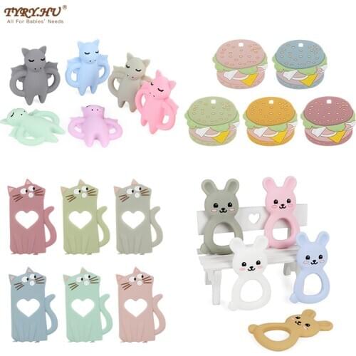 TYRY.HU 1PC Cartoon Cat Silicone Teether BPA Free For Baby Teething Toys Baby Teething Rodent For Nursing Necklace Accessories
