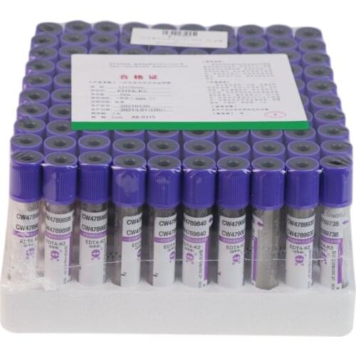 100pcs 2ml Vacuum Blood Collection Tubes EDTA Tubes 12 x 75mm